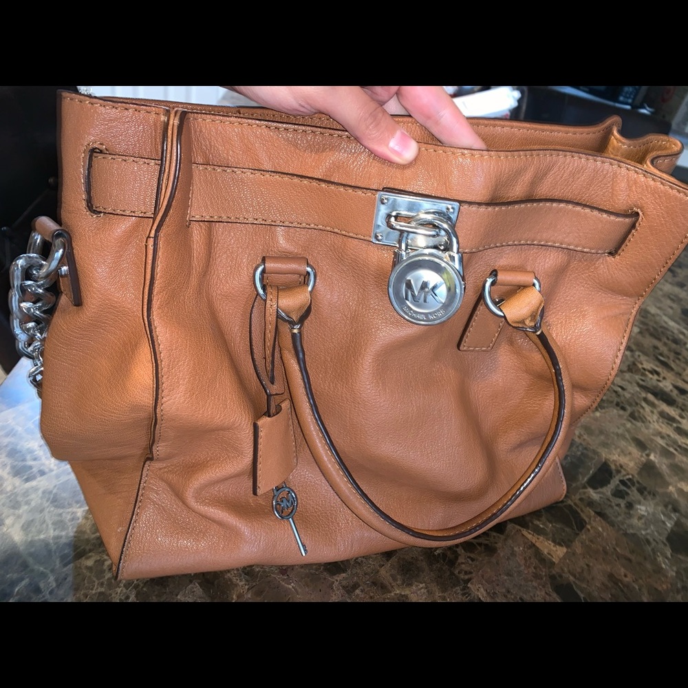 Michael Korda brown leather satchel